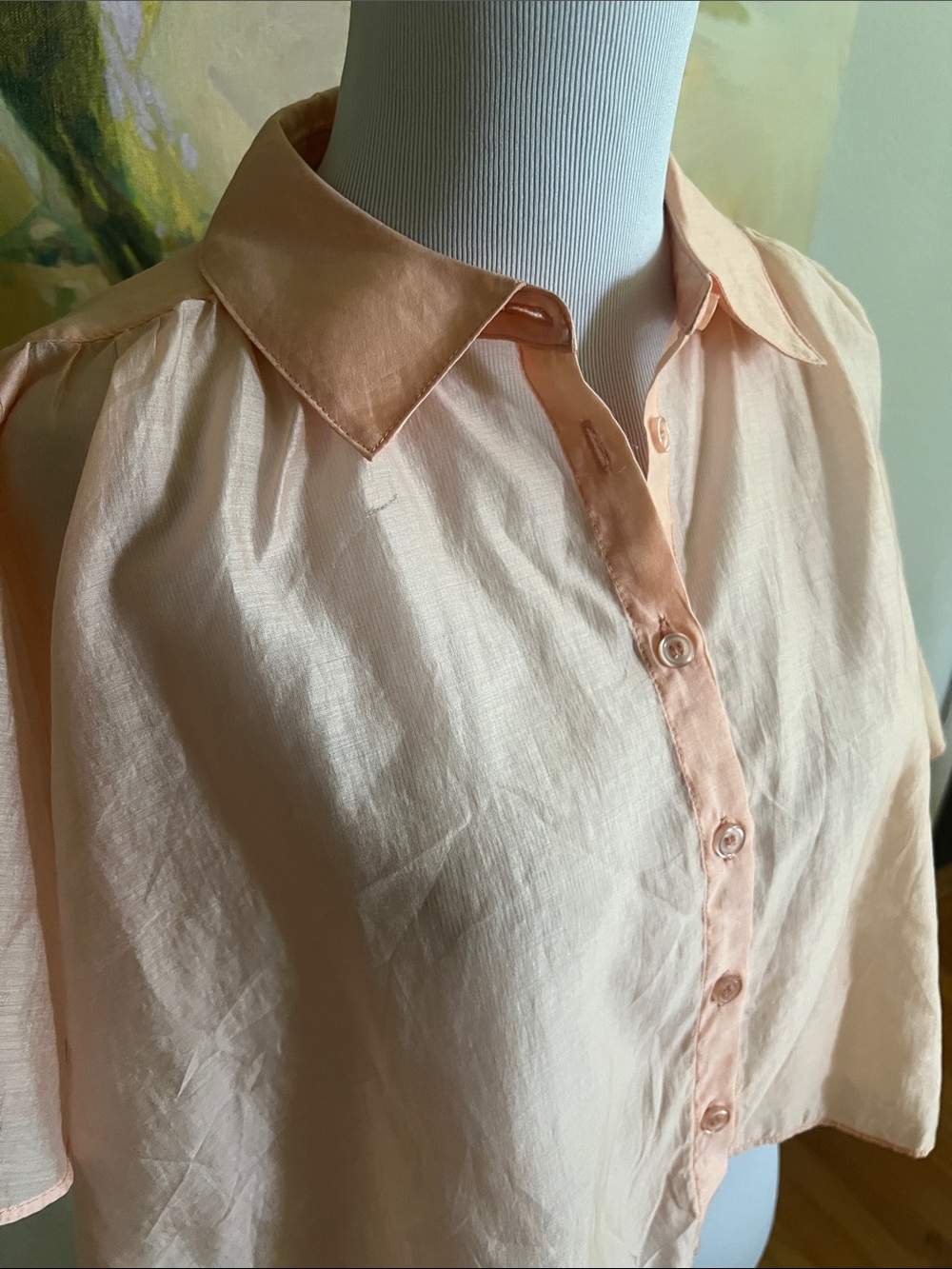 HOUSE OF HARLOW 1960 - Button Down Cropped Blouse peach - small - Picture 11 of 16